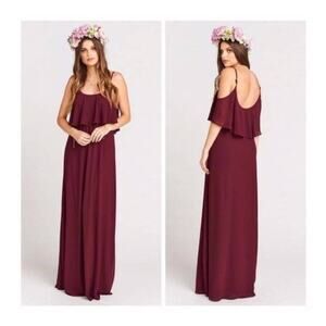 Show Me Your MuMu Caitlin Ruffle Maxi Dress Merlot Chiffon XS NWT